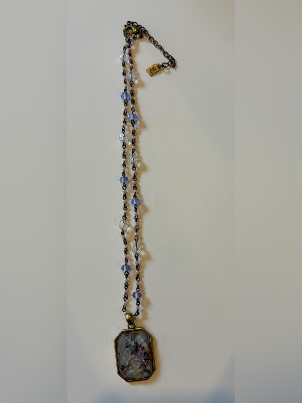 Vintage AK Marked Beaded Pendant Necklace